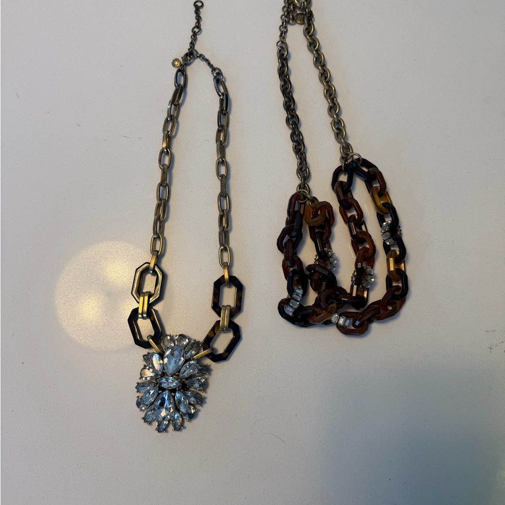 J. Crew Tortoise and Crystal Pendant Necklaces
